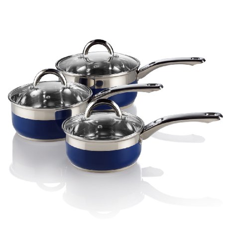 3Piece Stainless Steel Colour Saucepan Set