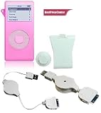 Pink Skin Protective Cover for Apple Ipod Nano + Retractable Hotsync Usb Data Cable for Apple Ipod Nano