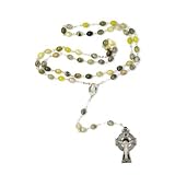 Connemara Marble Irish Oval Rosary Beads with St Patrick & Celtic Cross Detail.