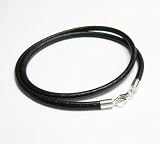 Sterling Silver Black Genuine Leather Cord 3mm Choker Necklace 20'' For European Bead Charms