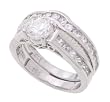 SilverBin Sterling Silver Bridal Set Brilliant Cut CZ Ring with Channel Set CZ Accents