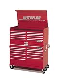 Waterloo MG5612 56-Inch Wide by 30-Inch Deep by 42-1/4-Inch High Extreme Use Red Tool Cart with 12 Ball Bearing Drawers Slides and Roll Cage Construction