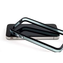 Schutzh�lle f�r iPhone 4 GLOWING DARK (fluoreszierend leuchtend)...:::BLAU-TRANSPARENT - SCHWARZ:::... mit METALLBUTTON von HORNY PROTECTORS�