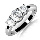 0.75 Carat Round Cut 3-Stone Diamond 14K White Gold Engagement Ring