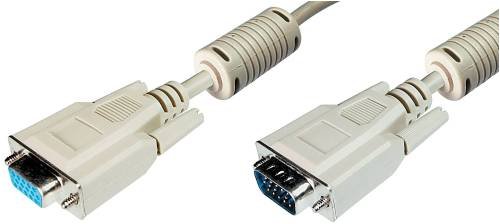 ASSMANN Monitor Verlaengerungskabel 10m 2 Ferrit Kerne AWG28 2xgeschirmt M/F beige bulk