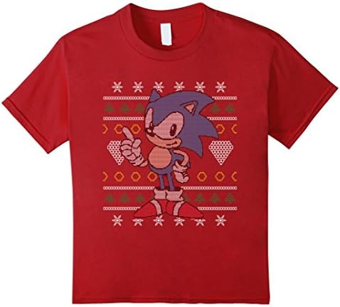 Kids Sonic Ugly Sweater Holiday T-shirt 6 Cranberry