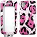 Hot Pink with Leopard Animal Skin Design Leather Finish Snap-On Cover Hard Case Cell ...