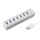 Anker USB 3.0 7ポート ポータブルアルミニウムユニボディハブ (40cm USBケーブル一体型) 5V/3A ACアダプタ付属