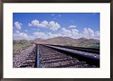 Railroad Tracks, AZ Photography Framed Art Poster Print by Len Delessio, 29x21