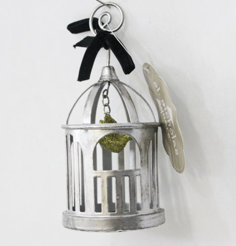 St. Nicholas Square Golden Bird in a Cage Ornament and Card Holder