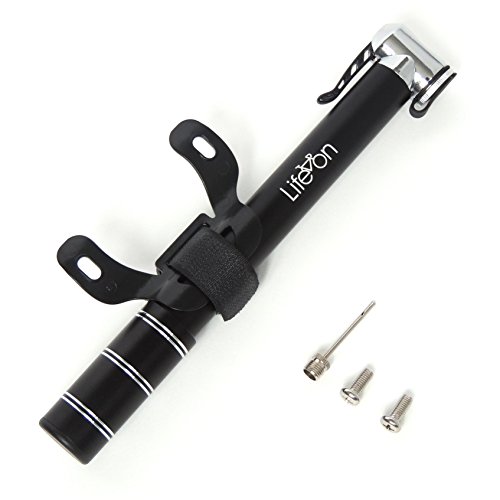 Mini Bike Pump Fits both Schrader, Presta Valves and Comes With Adapters. DURABLE and PORTABLE. Free Shipping For Prime Members. Works With All Bicycle Types. EXTREMELY LIGHT, Micro-Sized, Universal Tire Inflator, Ships with Amazon A-to-Z Guarantee!