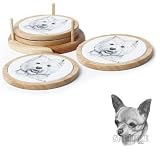 Wooden Coaster Set with Tile Insert featuring the Chihuahua Smooth