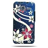 Hard Snap-on Shield RUBBERIZED With BLUE FLORAL GALAXY Design Faceplate Cov ....