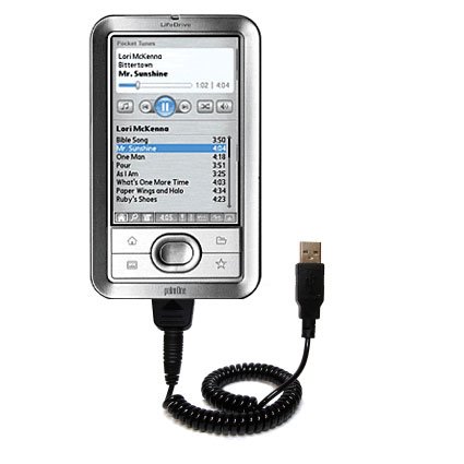 Coiled USB Cable for the Palm LifeDrive with Power Hot Sync and Charge capabilities - uses Gomadic TipExchange Technology