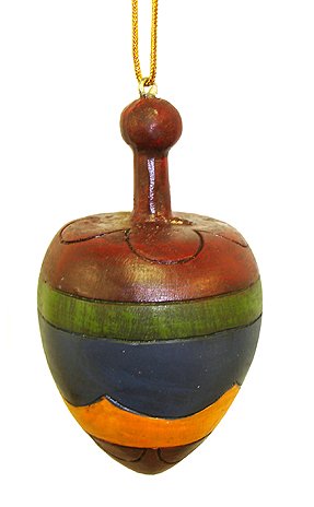 Vintage Striped Spinning Top Toy Christmas Ornament
