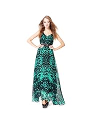 V-neck Ankle Length Sleeveless  Evening Dress  With Ruffles