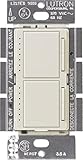 Lutron MA-L3L3-LA Maestro 300 Watt (top)/300 Watt (bottom) Single Pole Dual Dimmer, Light Almond by 