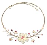 Rose quartz and garnet choker, 'Rose Bouquet' 1.2 W 18.9 L
