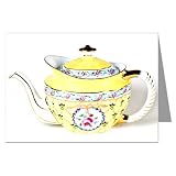 Antique Royal Danube 1886 Yellow Teapot Notecard Set