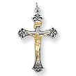 Sterling Silver & Vermeil Crucifix Pendant with Black Inlay