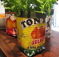 planter made from recycled vegetable sacks - approx size: 16cm dia x 19cm H - perfect for kitchen herbs