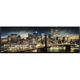 New York Midi Poster et Cadre (Plastique) - Manhattan, Jour Et Nuit (91 x 30cm)