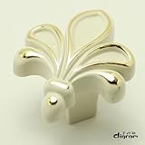 取っ手 つまみ TR00061 クロムフレアー・つまみ（ホワイト&ゴールド）1個