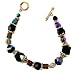 Bracelet - B52 - Handmade Fire-Polished Glass and Beehive Shaped Beads - Toggle Closure ~ Jet AB (Irridescent)