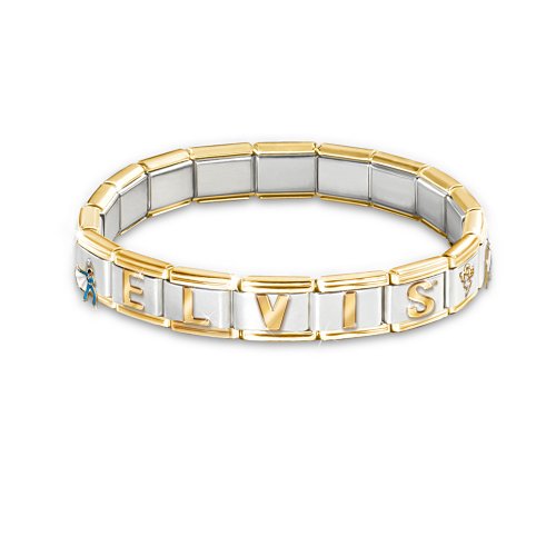 Forever Elvis Italian Charm Bracelet: Elvis Presley Jewelry Gift by The Bradford Exchange
