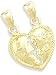 14K Yellow Gold I Love You Heart Charm Pendant Split