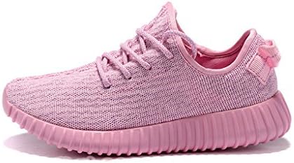 Zping ® Yeezy Boost 350 Men Women Couple Casual Fashion Sneakers Breathable Athletic Sports Shoes Running Shoes Size 7.5(Pink)