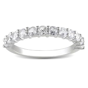 Sterling Silver White Sapphire Semi-Eternity Ring, Size 6