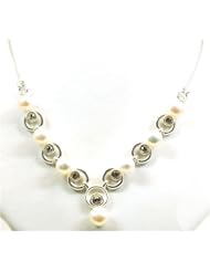 The Olivia Collection Sterling Silver Pearl and Cz Crystal Necklace