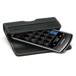 QuickFlipCase for BlackBerry Storm, Curve and World Edition, Grantwood Technology's Premium Leather Horizontal Flip Case (Black)