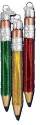 Glass Pencils Ornaments Set of 3 Teacher
