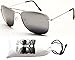 A3033-vp Style Vault Rectangular Square Aviator Sunglasses (ICEM Silver-Silver Mirror)