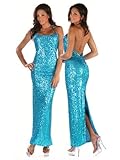 IMAGE OF Sexy Halter Style Sequin Gown - LARGE