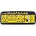 New and Improved: EZsee by DC USB Wired Large Print Spanish Latin American Keyboard - Yellow Keys with Black Jumbo Large Letters for Low Vision, Dim Lighted Areas
