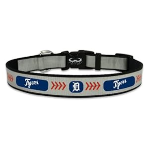 MLB Detroit Tigers Baseball Pet Collar, Medium, Reflective