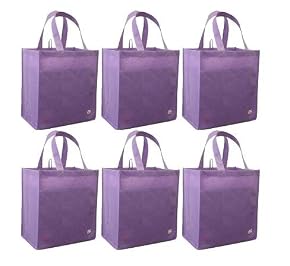 Reusable Grocery Tote Bag Lavander 6 Pack