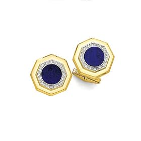 Solid 14k Gold Octagon Diamond inset Cufflinks by 