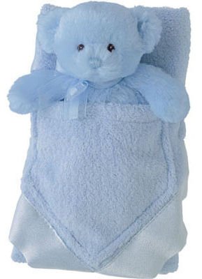 Childrens Toyshop  Toys : BABY GUND MY 1ST BLUE TEDDY RATTLE + BLANKET WITH SATIN