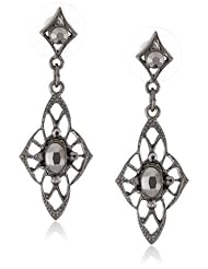 Downton Abbey "Jet Memento Boxed" Jet Petite Edwardian Filigree Jet Navette Center Stone Drop Earrings