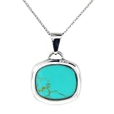 Sterling Silver Turquoise Inlay Square Pendant, 18