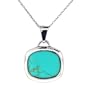 Sterling Silver Turquoise Inlay Square Pendant, 18"