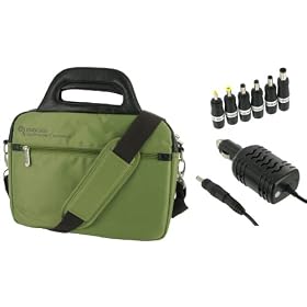 Samsung NC10-11GP 10.2-Inch Netbook Carrying Bag and 12v Car Charger (Travel Pro Series -Green)