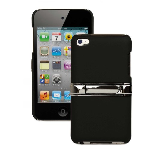 VG Black Newest iPod Touch Case with Stand (Hard Metal Kickstand) for Apple iPod touch (32GB, 64 GB, 8GB, 4th Gen) - Current Version!!!