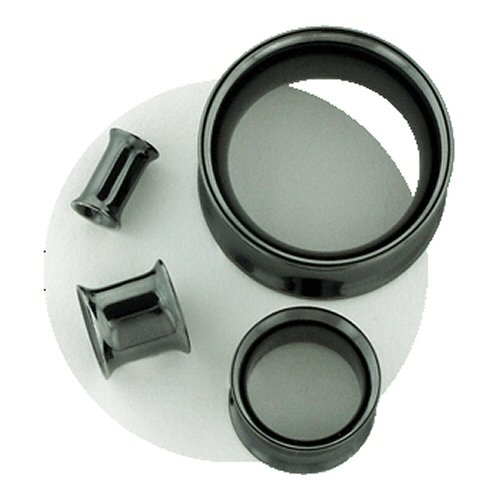 Single Black PVD Stainless Steel Double Flared Eyelet 00g