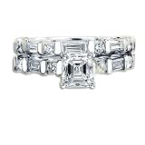 1.70 CT ASSCHER DIAMOND RING SET E VS1 18K WHITE GOLD