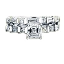 1.70 CT ASSCHER DIAMOND RING SET E VS1 18K WHITE GOLD